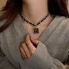 Leather Black Chain Necklace Fashion Personality Temperament Women Niche Sense Design Retro Necklaces Creative Jewelry Gifts