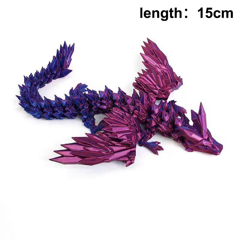 3D Printed Dragon Colorful Gem Dragon Figurines Movable Joint Rotatable Articulated Dragon Crafts Desktop Western Action Figure