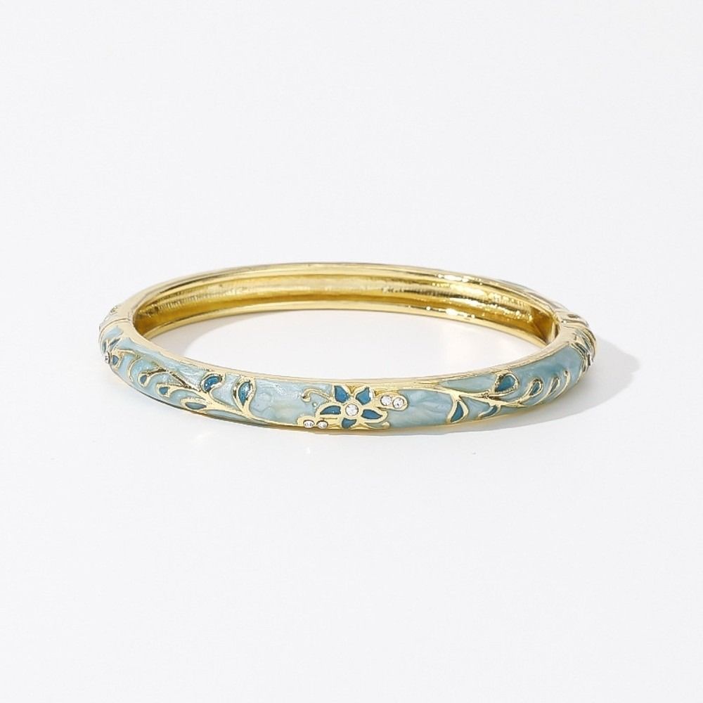 Enamel Flower Bangle Traditional Women's Hand Bracelet Vintage Cloisonne Bangle Jewelry Gifts