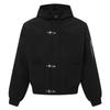 ARES Men's Hooded Jacket: Minimalist Deconstructed Metal Buckle, Autumn Loose Fit, Functional Style