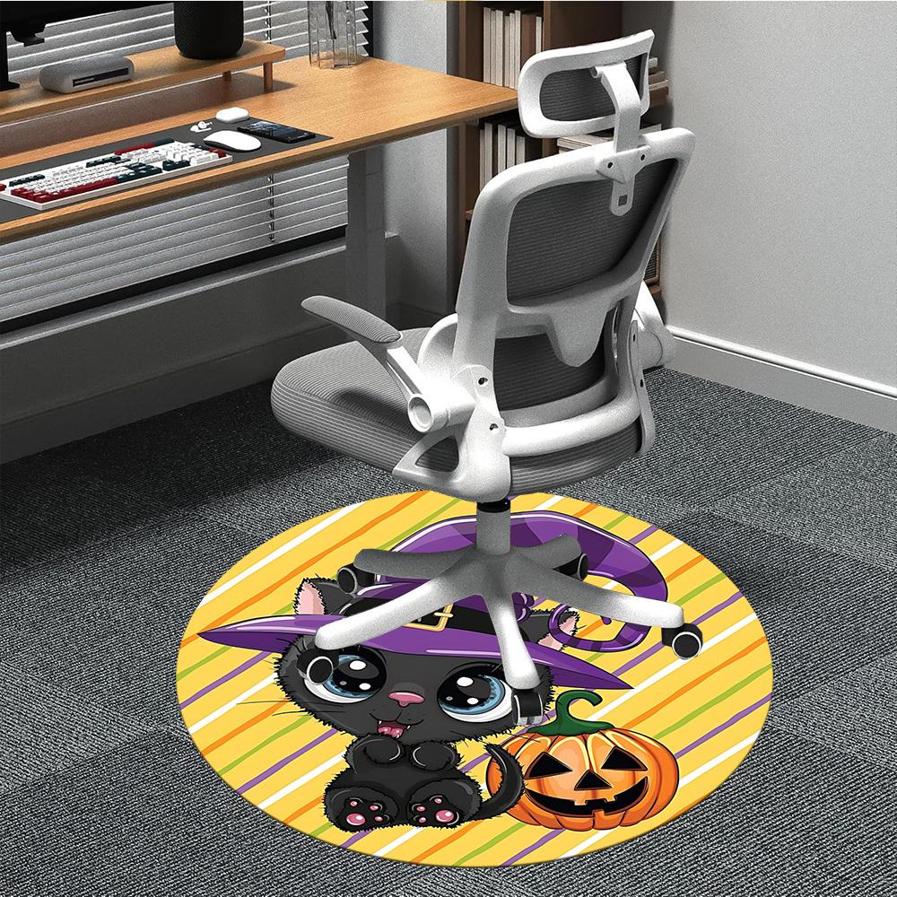 

1pc Halloween Cat Chair Carpet for Office Non-Slip, Machine Washable Rug for Office, Room - Polyester, Machine Made yy251029137 80cm by 80cm
