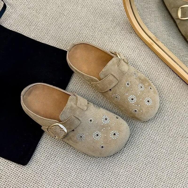 Half-slip-on Women s Shoes - New Style, Retro Thick-soled, Casual Shoes, One-piece Shoes 35 хаки