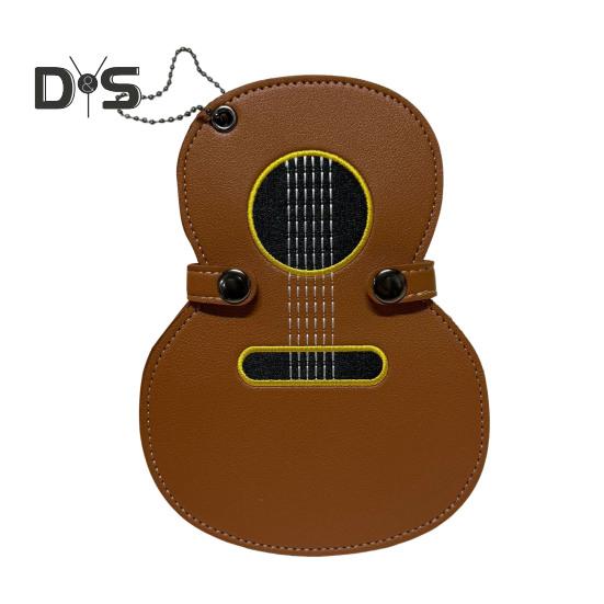

Guitar Pick Case Faux Leather Guitar-Shaped Pick Holder 17 Slots Picks Storage Bag Gifts for Guitar Lovers коричневий