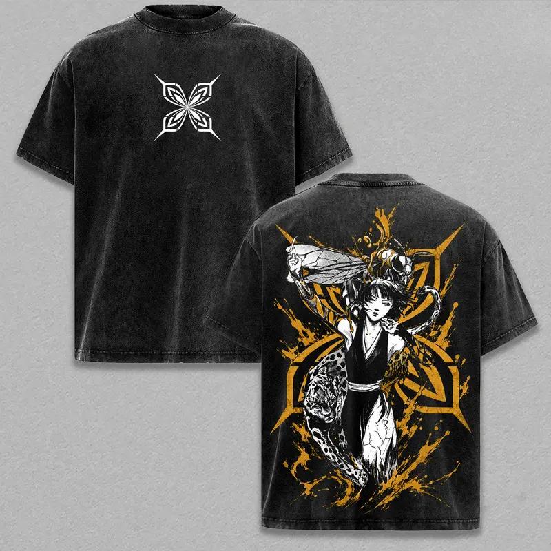 BLEACH Yamamoto Genryuusai Shigekuni Printed Tee Men Women Washed T-shirts Cotton T Shirt Short Sleeve Clothing Harajuku Tshirt