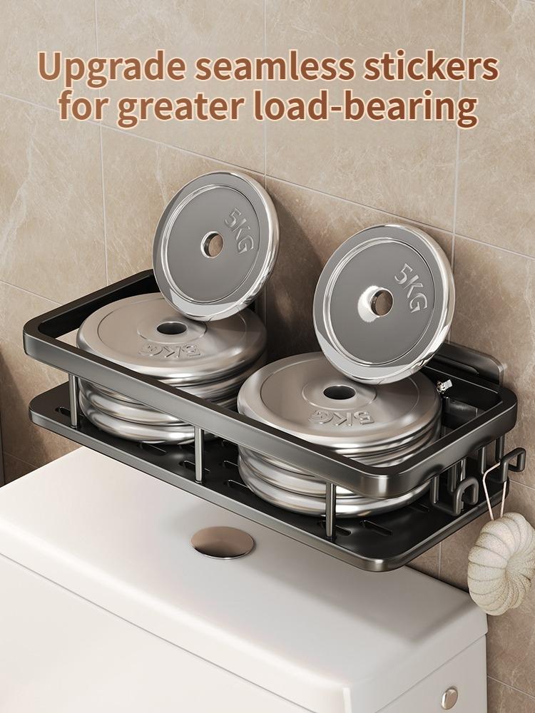 Pistolengraues Badezimmer-Aufbewahrungsregal, Badezimmer-Aufbewahrungsregal zur Wandmontage ohne Bohren, Toilette, Waschtisch-Aufbewahrungsregal