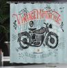 Vintage Motorrad Duschvorhang Klassisches Fahrrad Design Retro Kunst Leinen180X210