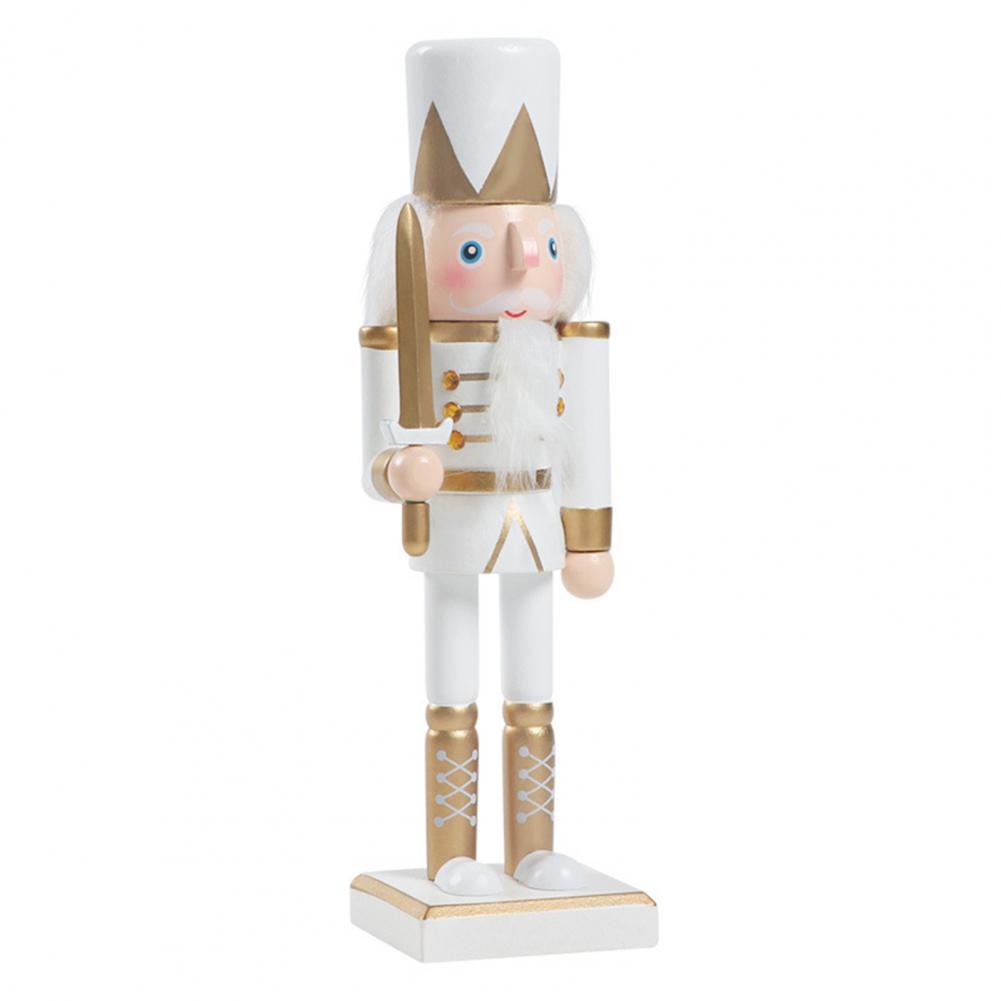 

10 Nutcracker Figurines Wooden Christmas Nutcracker Soldier Ornament Standing Nutcracker Figure Fireplace Shelf Tabletop Decor білий