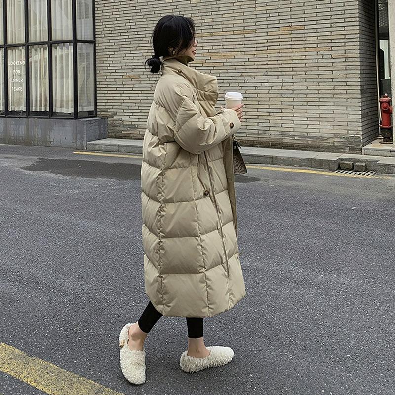 Giacca Imbottita in Piuma Moda Invernale, Design Largo di Media Lunghezza, Giacca Spessa Imbottita