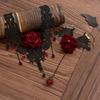 [No Plating Red Roses Jewelry] Women's Dark Punk Style Lace Flower Necklace, Gothic Vintage Choker with Red Roses, All-Season, for Daily & Party Wear