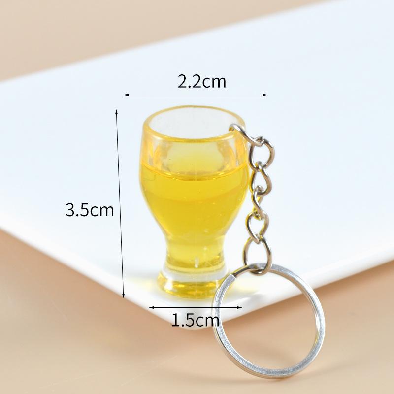 Mini Beer Mug Keychain Pendant - Creative Draft & Qingdao Beer Mug Glass, Champagne Style, Promotional Gift