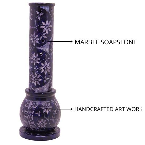25.4cm Marble Blue Sunny Soapstone Bottle Incense Holder Stand Agarbatti