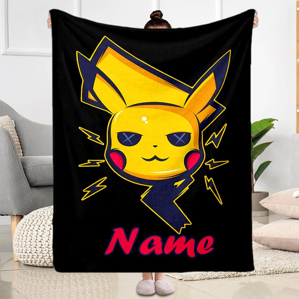 Pikachu Power Artwork Blanket Warmthful Decor Suitable for Bedding Sofa Chair for All Seasons Modern Perfect Gift for Relatives and Friends