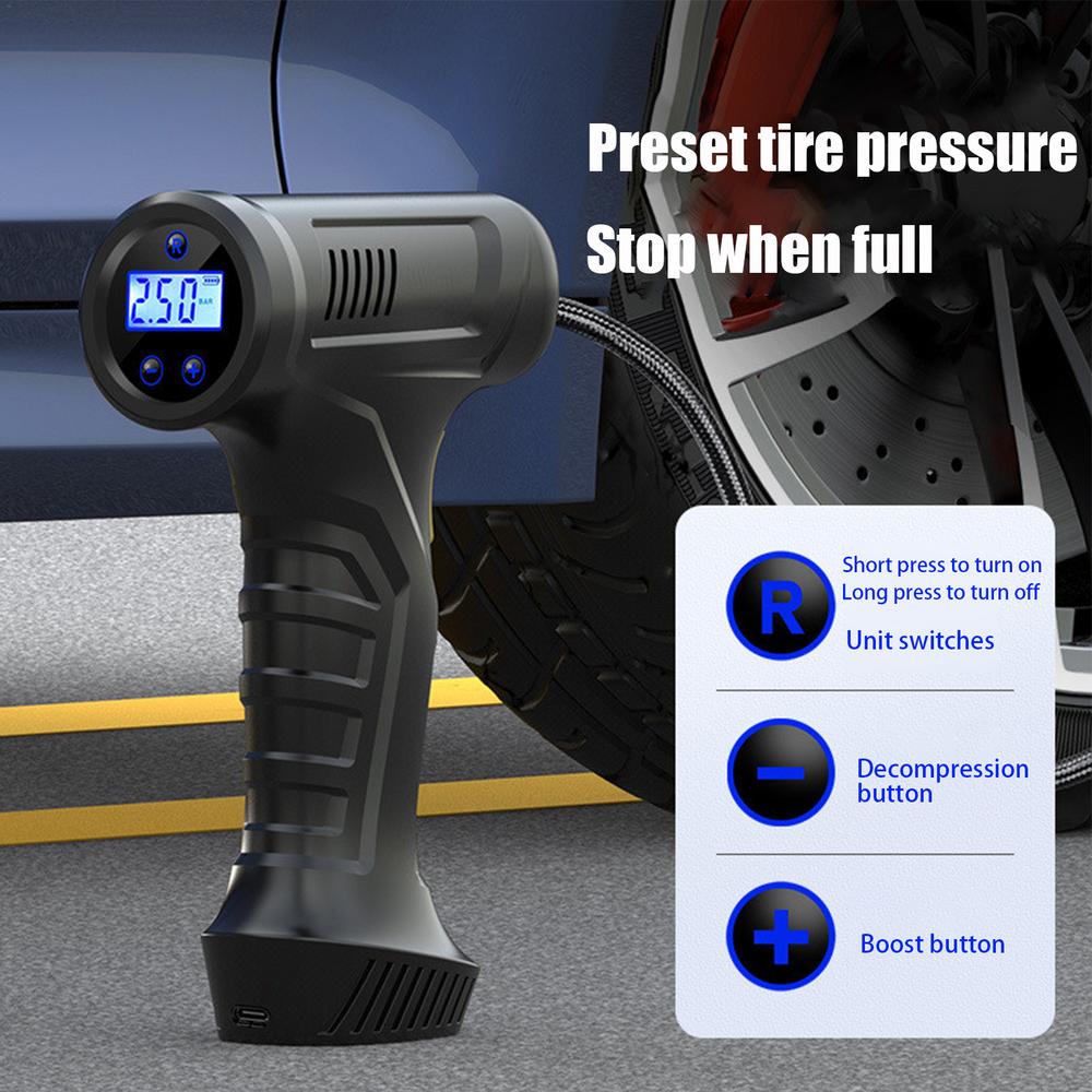 Cordless Tire Inflator 12V Portable Vehicle Tire Inflator Rechargeable Battery Car Tire Pump Auto Shut-Off Car Handheld Air Pump