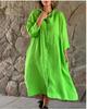 Women's Fashion Casual Bohemian Long-sleeved Pocket Dress Long Skirt