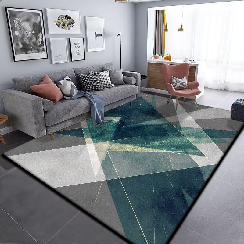 Grey Geometric Carpet for Living Room Modern Luxury Decoration Home Rugs for Bedroom Big Size Non-slip Easy Cleaning Floor Mat
