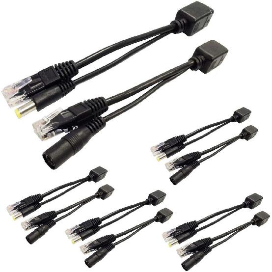 5 Pairs Passive PoE Injector and PoE Splitter Kit with 5.5x2.1 mm DC Connector RJ45 Power Over Ethernet