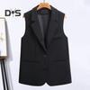 Dámská vesta bez rukávů s dvojitými knoflíčky Západní styl Slim Fit Cardigan Kabát Kabát Čistá barva Deep V Výstřih Formální Obchodní styl Dámská Vesta