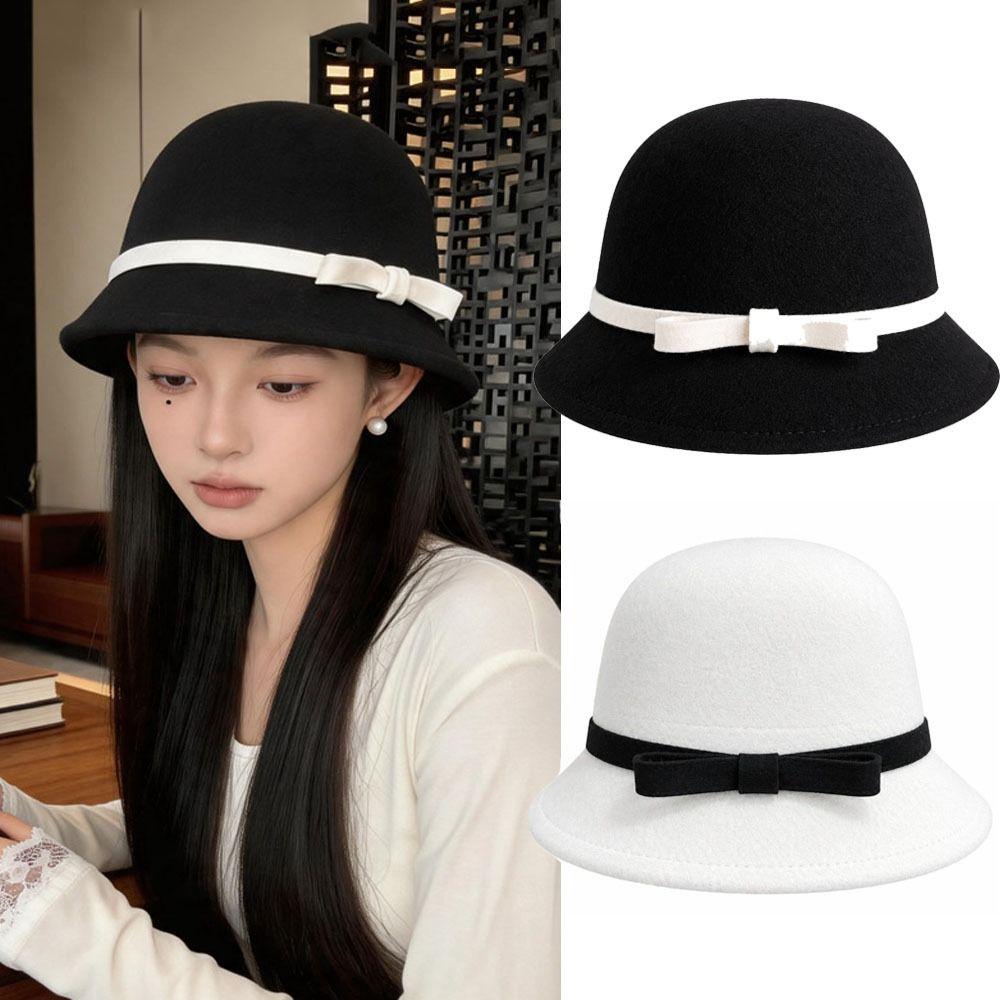 Soft Women Felt Hat Dome Bowler Hat Classic Felt Fedora Hats Wedding/Church/Jazz Cap