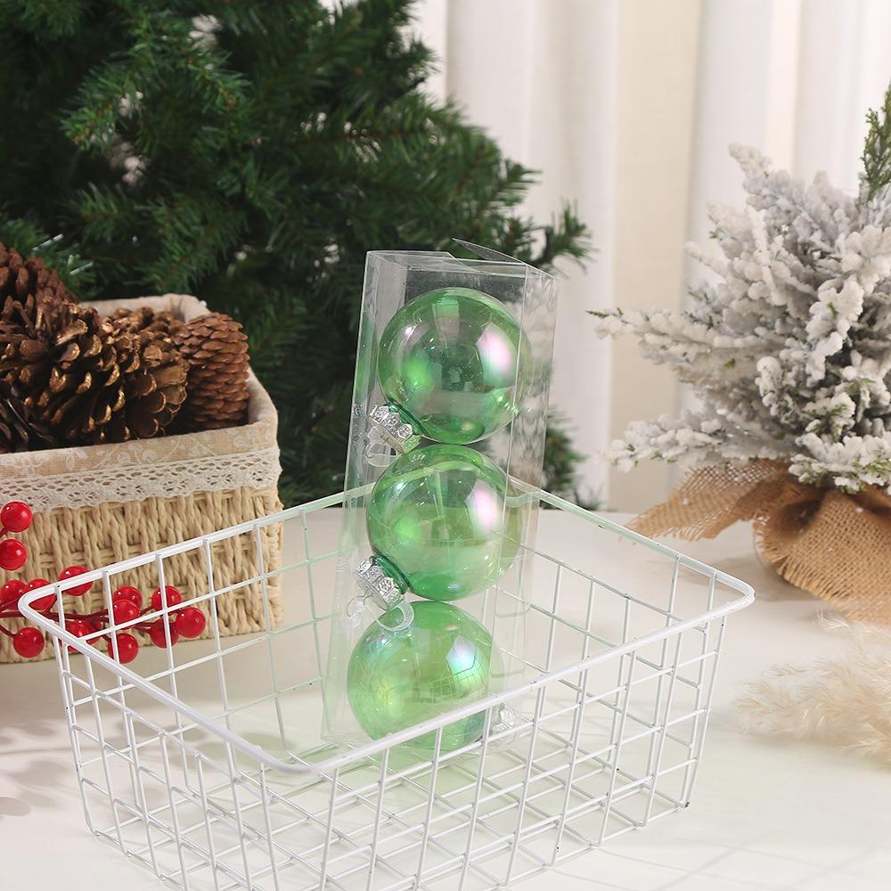 8cm Laser Christmas Balls Pendant Shatterproof Reusable Colorful Christmas Hanging Balls Elegant Plastic Xmas Tree Pendants