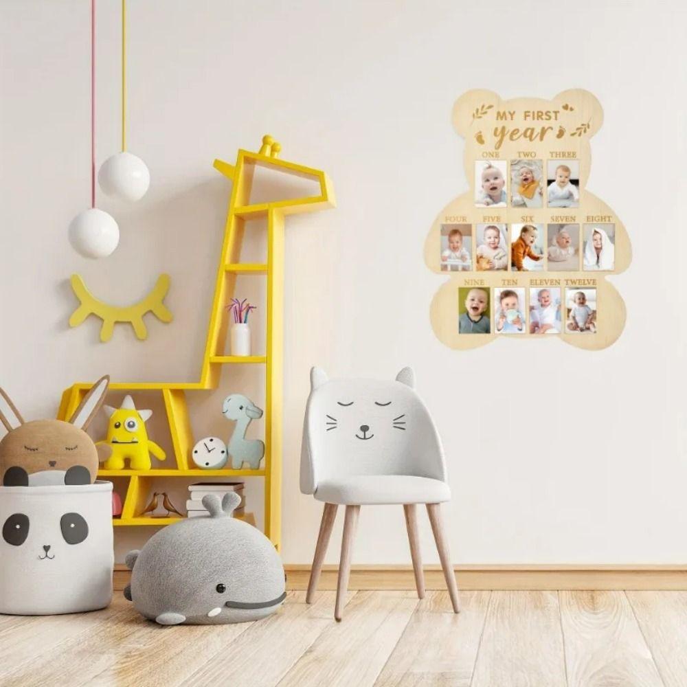 Hangable Baby Milestone-Photo Frame Bear/Egg/Door Shape Newborn Growth Record Album Newborn