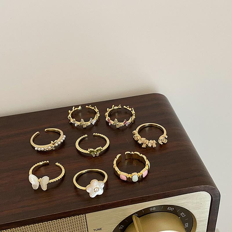 Light Luxury High-End Shell Flower Butterfly Open Ring Female Simple Niche Design Personalized Versatile Ring Ring