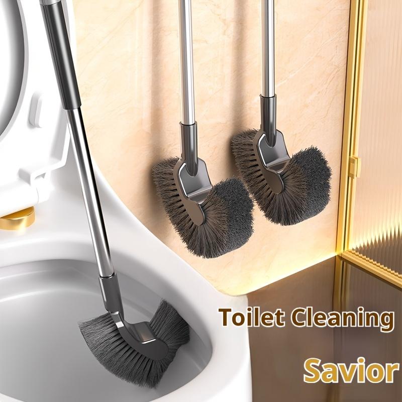 Stainless Steel Long-Handled Toilet Brush, Designed for Daily Cleaning of Toilets And Household Crevices, Featuring a Curved Brush Head
