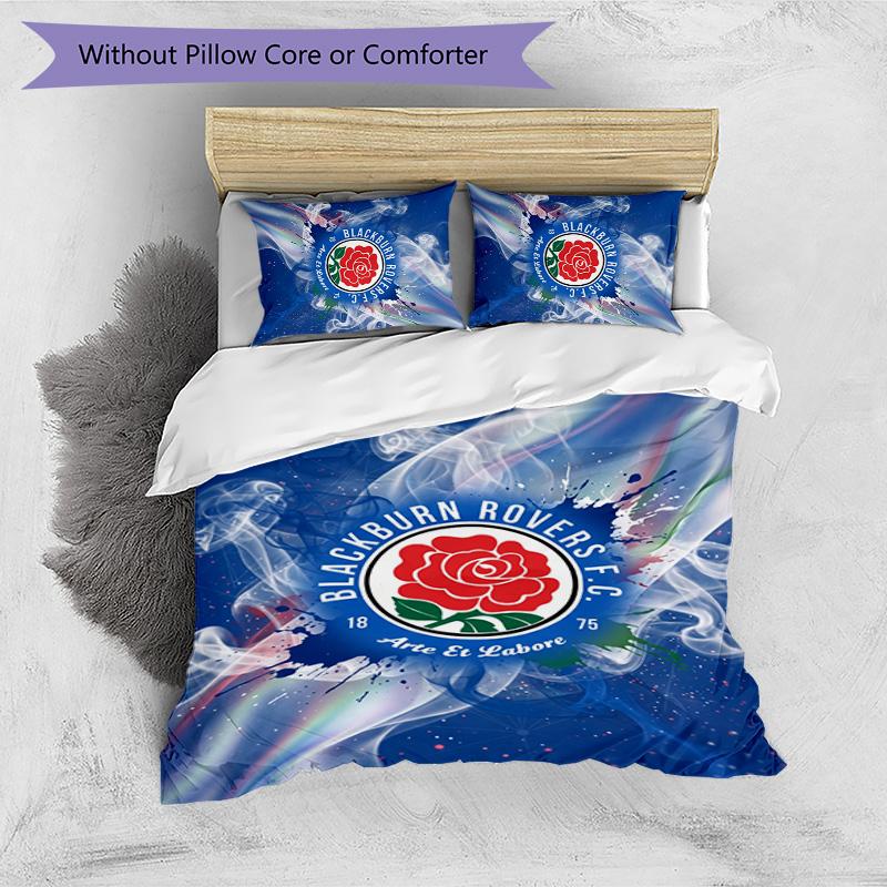 Blackburn Rovers Football Printed 3 Pieces Bedding Set, Comfortable Skin Friendly Bedroom Duvet Cover Set