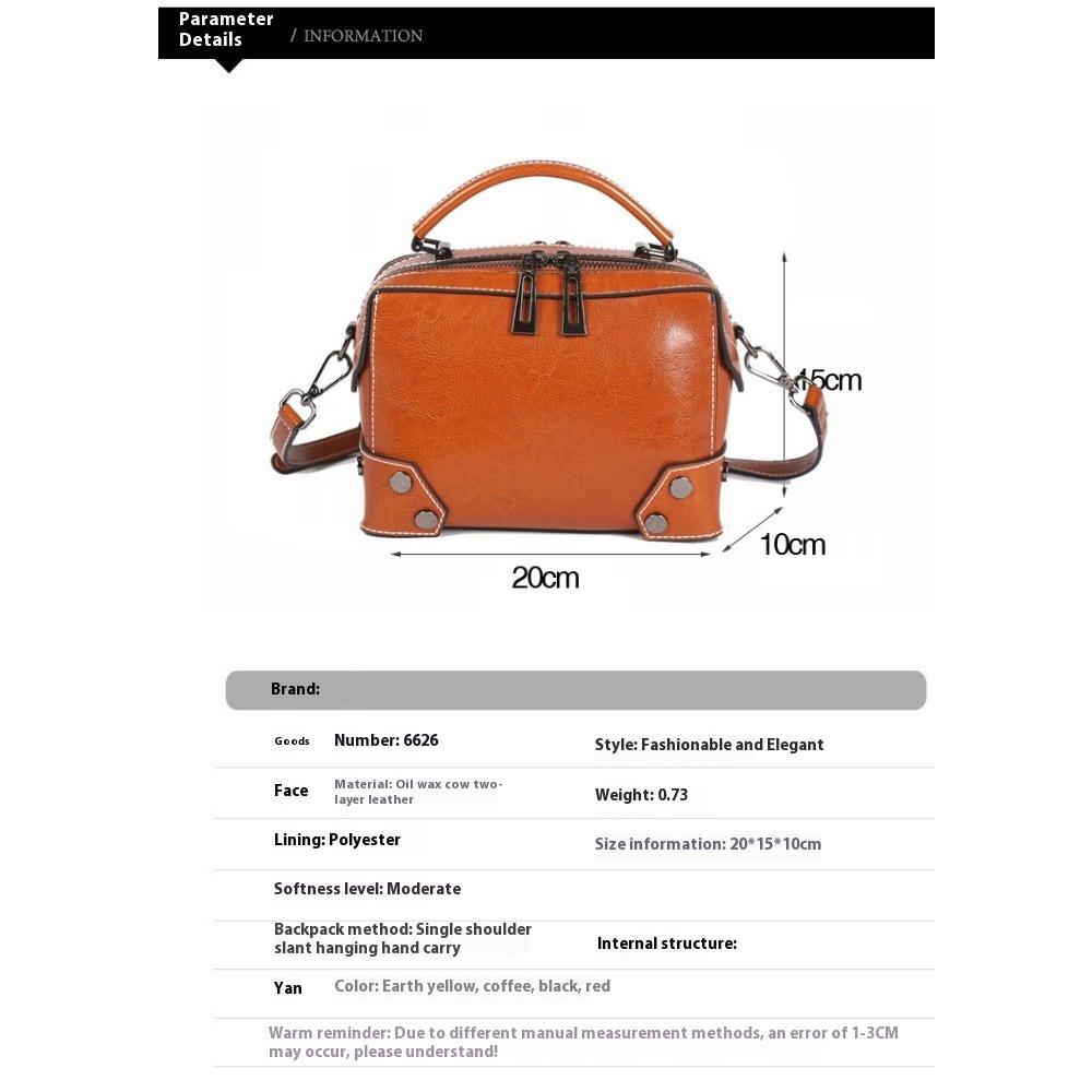 Bag Women's 2 Oil Wax Pure Leather Women's Bag Backpack Cowhide Handheld One Shoulder Crossbody Bag