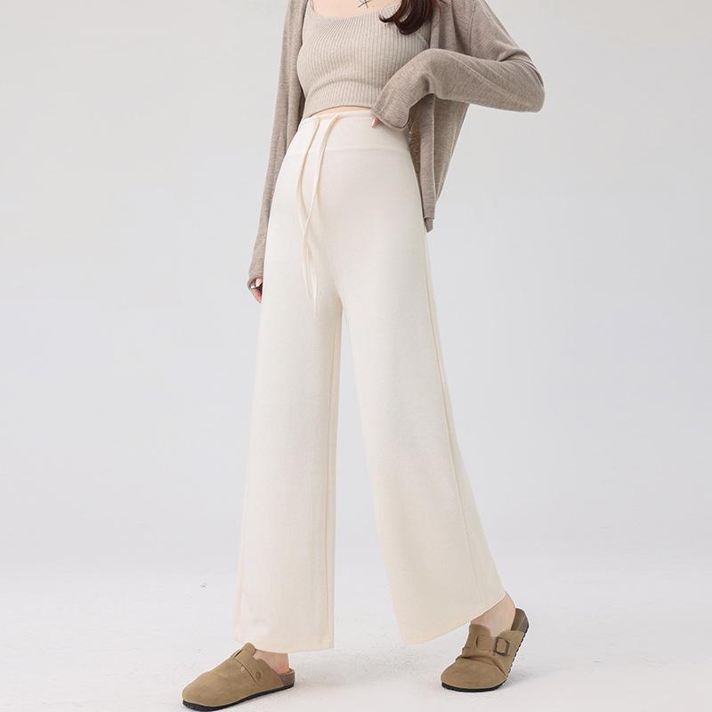 

Petite Wide-Leg Maternity Pants - Spring 2026, Thin Straight Leg, No Belly Support, Casual Style. L абрикосовий