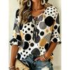 Women's Multicolor Polka Dot Print Tie Neck Blouse, Casual Loose Tops for Spring Summer Daily Wear & Vacation Occasions