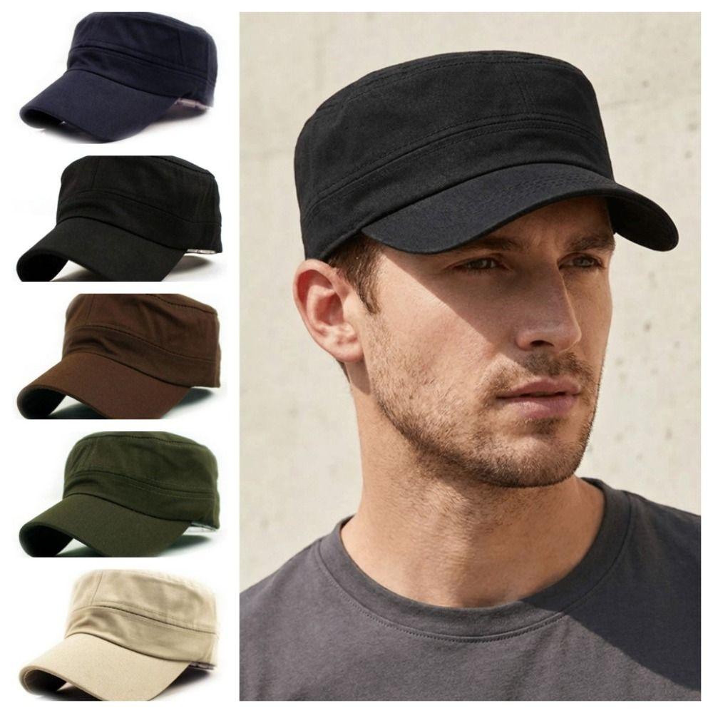 Casquette plate respirante décontractée, couleur unie, réglable, protection solaire, légère, style coréen, casquette à visière d'extérieur pour hommes