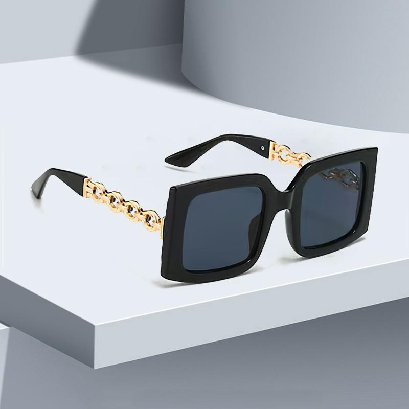 New In Fashionable Sunglasses For Women Square Frame Gradient Glasses With Metal Chain Decoration For Trendy Items
