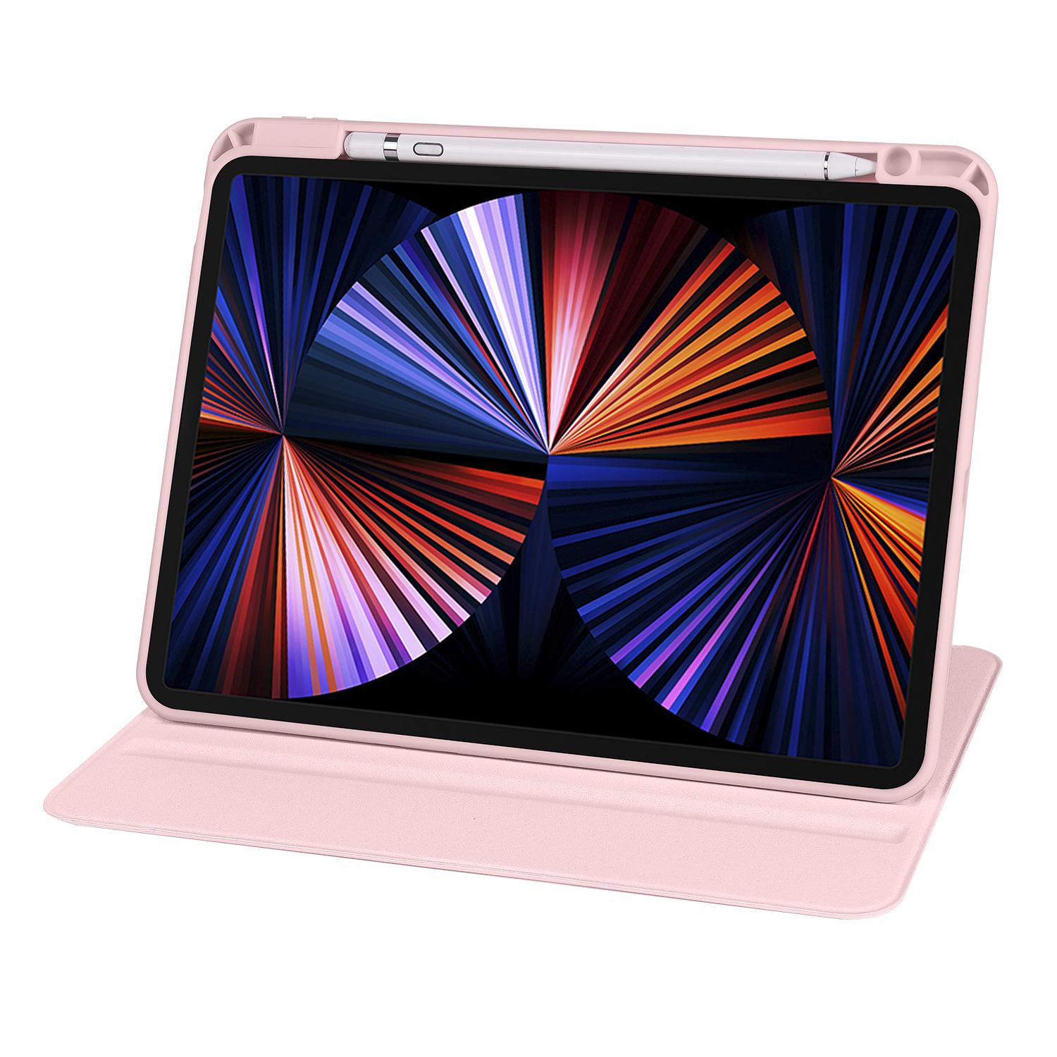 

For iPad Pro 13 (2024) Case Rotating Stand Leather+Acrylic Tablet Cover Grey