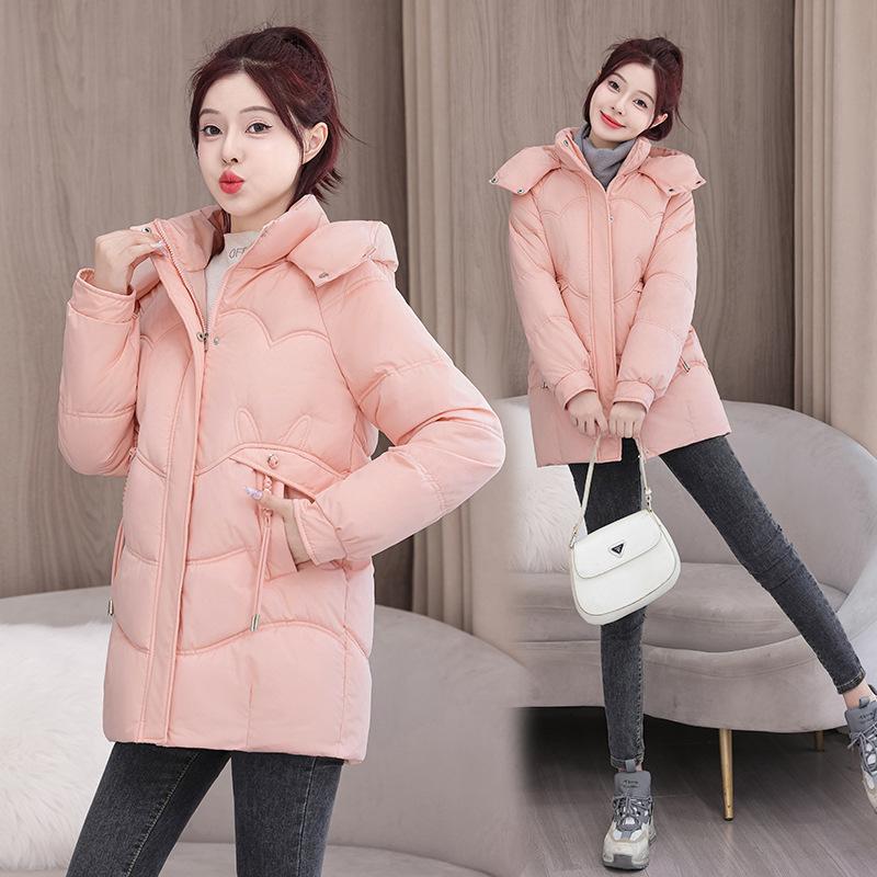 Korean version of cotton clothes women's medium and long 2025 winter new warm thickened hooded cotton-padded clothes loose and thin casual jacket