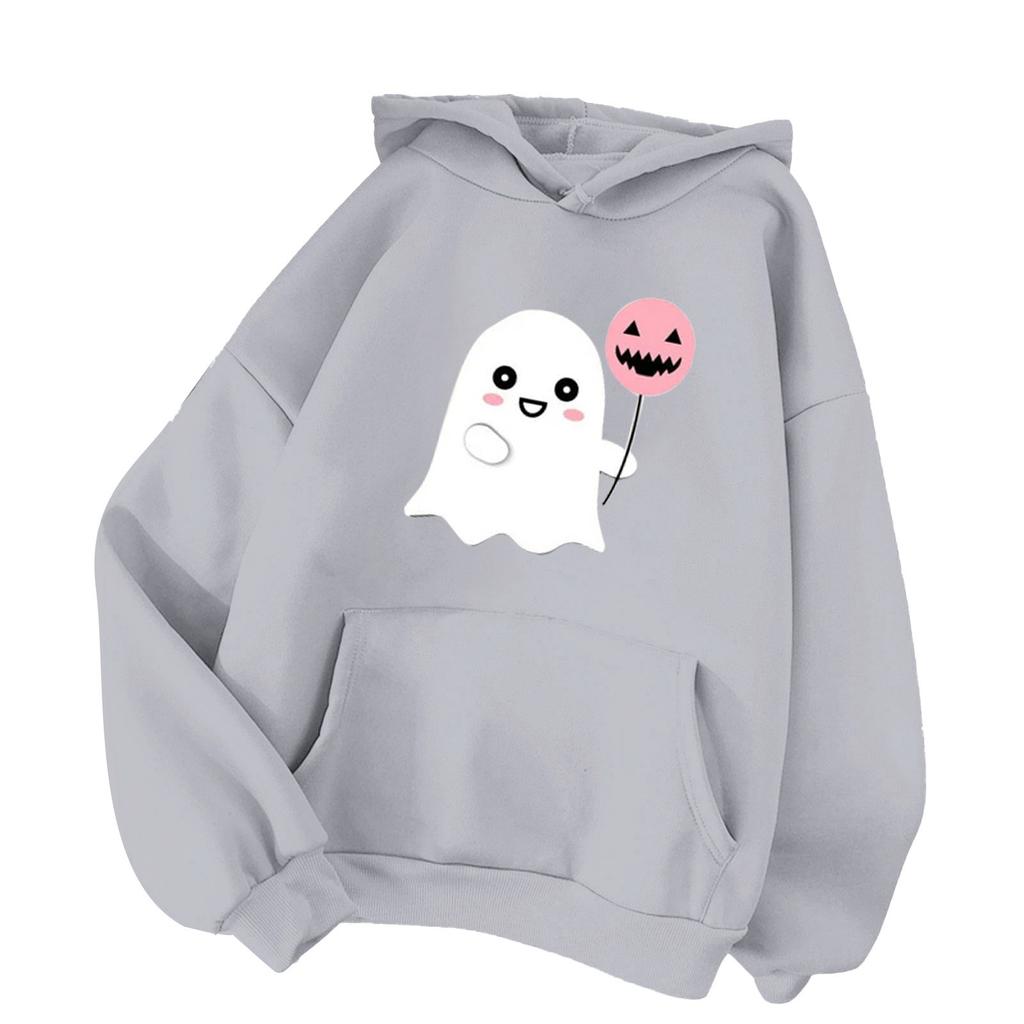 2025 spring and autumn European and American pumpkin Halloween, high-quality printed men's and women's casual fashion hooded sweater