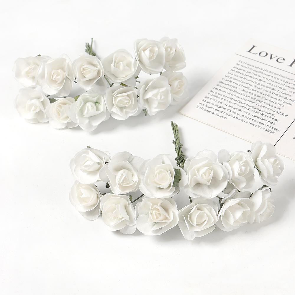 144Pcs Artificial Rose Bouquets Paper Fake Flowers Home Room Decor Wedding Decoration Christmas Navidad 2025 New Year DIY Wreath