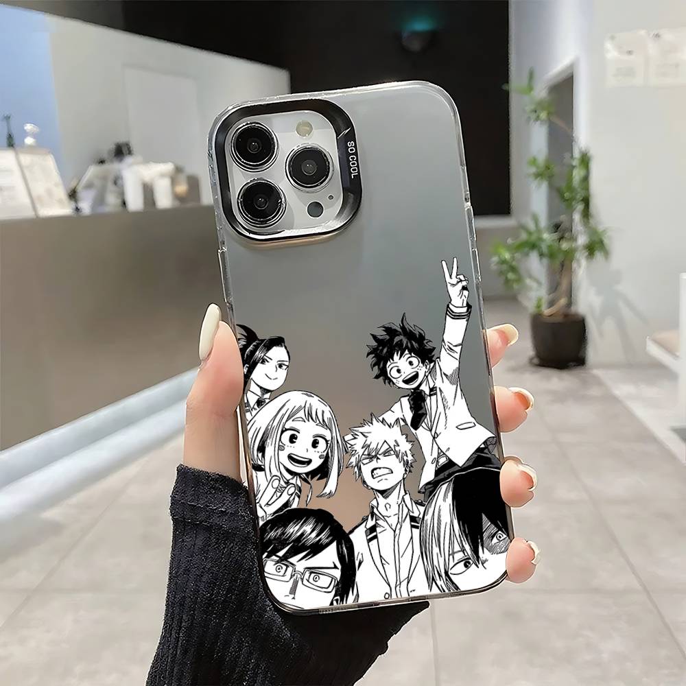 

Крутой чехол для телефона A-My Hero Academia-S для iPhone 16 15 14 13 12 11 Pro Max Plus, цветной, противоударный, серебристая задняя крышка iphone16plus