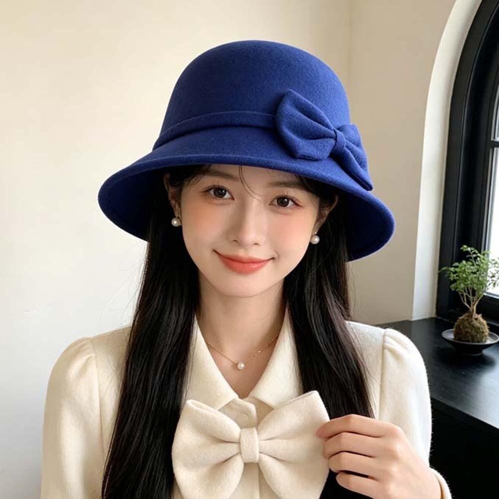 Soft Felt Retro Cloche Cap Warm Fleece Vintage Fedora Cap Winter Woolen Hat Shopping Day