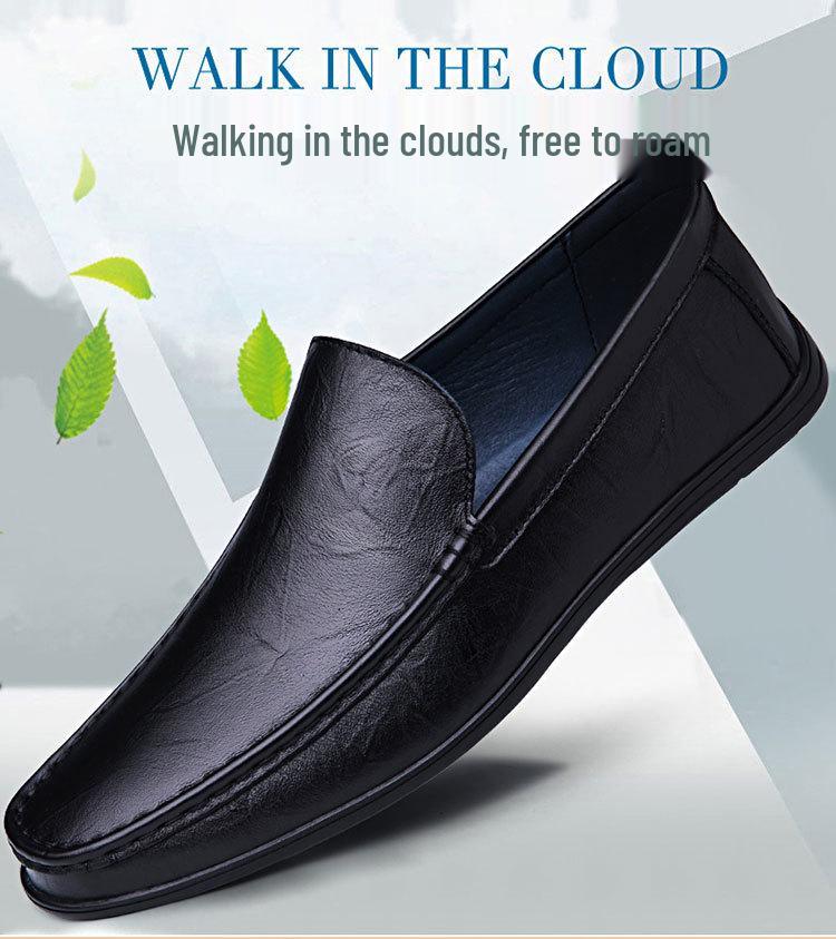 Men's Casual Slip-On Loafers - Flat Bottom Cowhide Moccasins for Spring/Summer