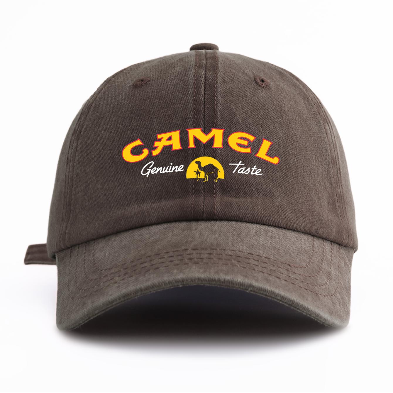 

1 шт. Прана бейсболка з принтом CAMEL для дорослих, випрана, мінімалістичний ретро стиль, повсякденна, м яка, регульована, кепка тата, ідеально підходить як подарунок