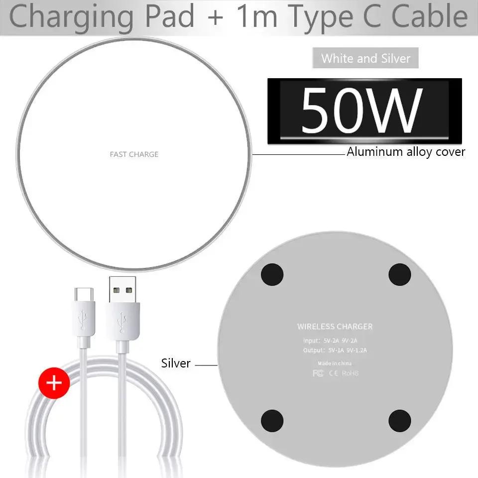

50 Вт беспроводное зарядное устройство для телефона, быстрая зарядка, док-станция для iPhone 12 13 14 15 Pro Max, Xiaomi, Samsung, зарядные устройства для телефонов, беспроводные