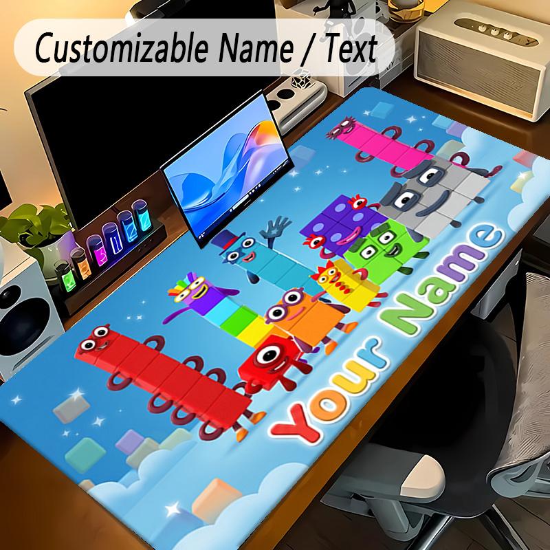 Large Mouse PadNumberblocks Custom Name Text Personalized Desk Mat Non Slip Gaming Pad