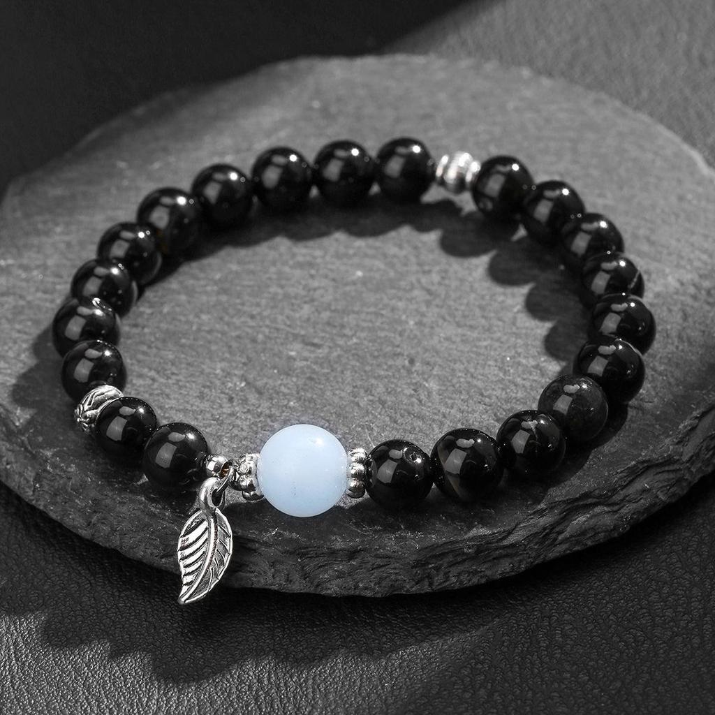 Cosmic Sailing Natural Black Obsidian Bohemian Crystal Bracelet