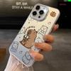 Carina Custodia per Telefono Capibara Tè al Latte Cartoon Placcata Argento IMD per iPhone 17 11 12 13 14 15 16 Pro Max 16E X XS XR Cover