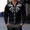 Mens Youth Fashion Casual Vintage 3d Printed Long Sleeve Shirt