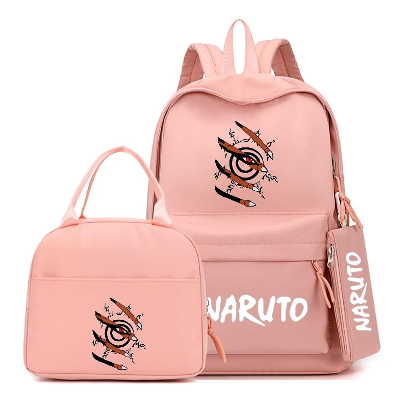 3Pcs/set Anime Naruto Backpack with Lunch Bag for Girl Boy Student Back To School Bookbag Schoolbag Men Women Leisure Travel Bag