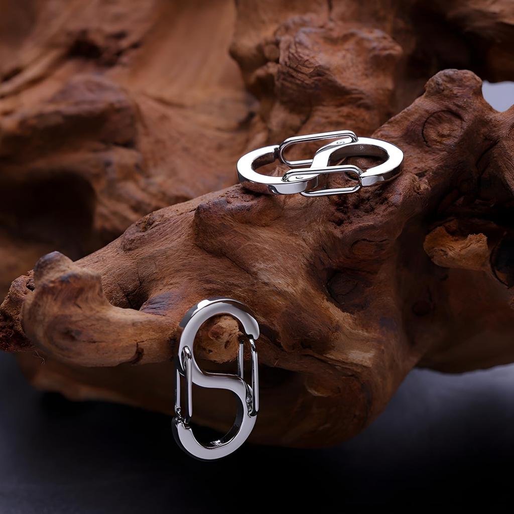 AutCreation Titanium Keychain Snap Bracelet Necklace Jewelry Accessory Silver Carabiner, S-Shaped Connector, Clasp, Clasp, Clasp, Part, Handmade,