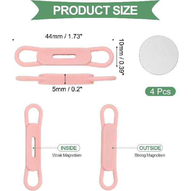 PATIKIL 4 Pcs Magnetic Pen Pencil Holder, Silicone Flexible Pencil Holder Adjustable Organizer Clip with 4 Metal Sheet for Refrigerator Whiteboards