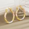 Huitan Luxury Women Three Tone Metal Hoop Earrings for Wedding Party Engagement Elegant Delicate Accessories Fashion JewelryGood Product