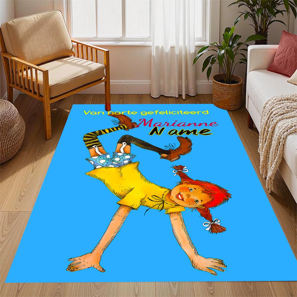 Pippi Monkey Friend. Customized Name Area Rug Suitable for Dormitory Hallway Playrooms Dining Room Anti-slip Rug Office home decor